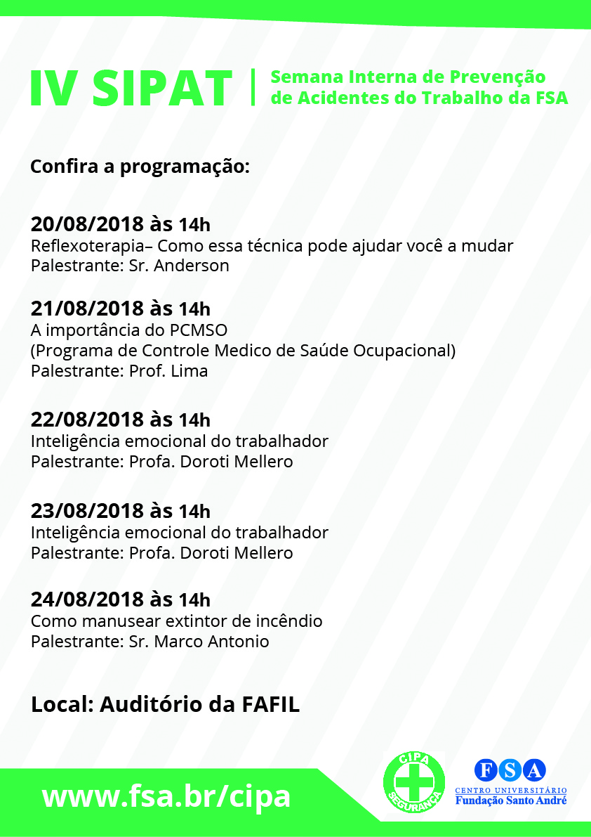 Você está visualizando atualmente CIPA promove a IV Semana Interna de Prevenção de Acidentes do Trabalho