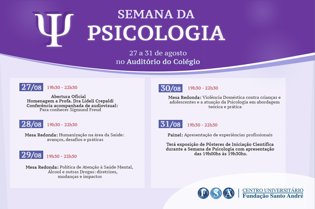 No momento você está vendo Semana de Psicologia 2018 da Fundação Santo André