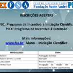 Programa Institucional de Incentivo à Iniciação Científica (PIIC/FSA) e Programa de Incentivo à Extensão (PIEX/FSA)