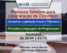 Contratação de docentes para Legislação Fiscal e Tributária e Linguagem de Programação