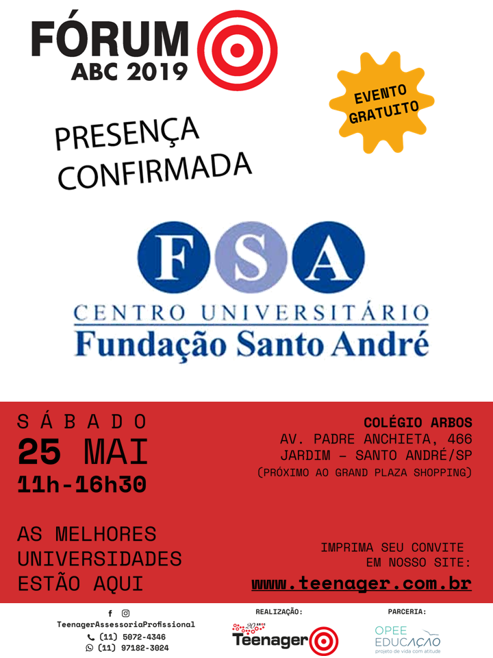 Você está visualizando atualmente Fundação Santo André participa do 12º Fórum ABC – Exposição Teenager de Universidades e Profissões