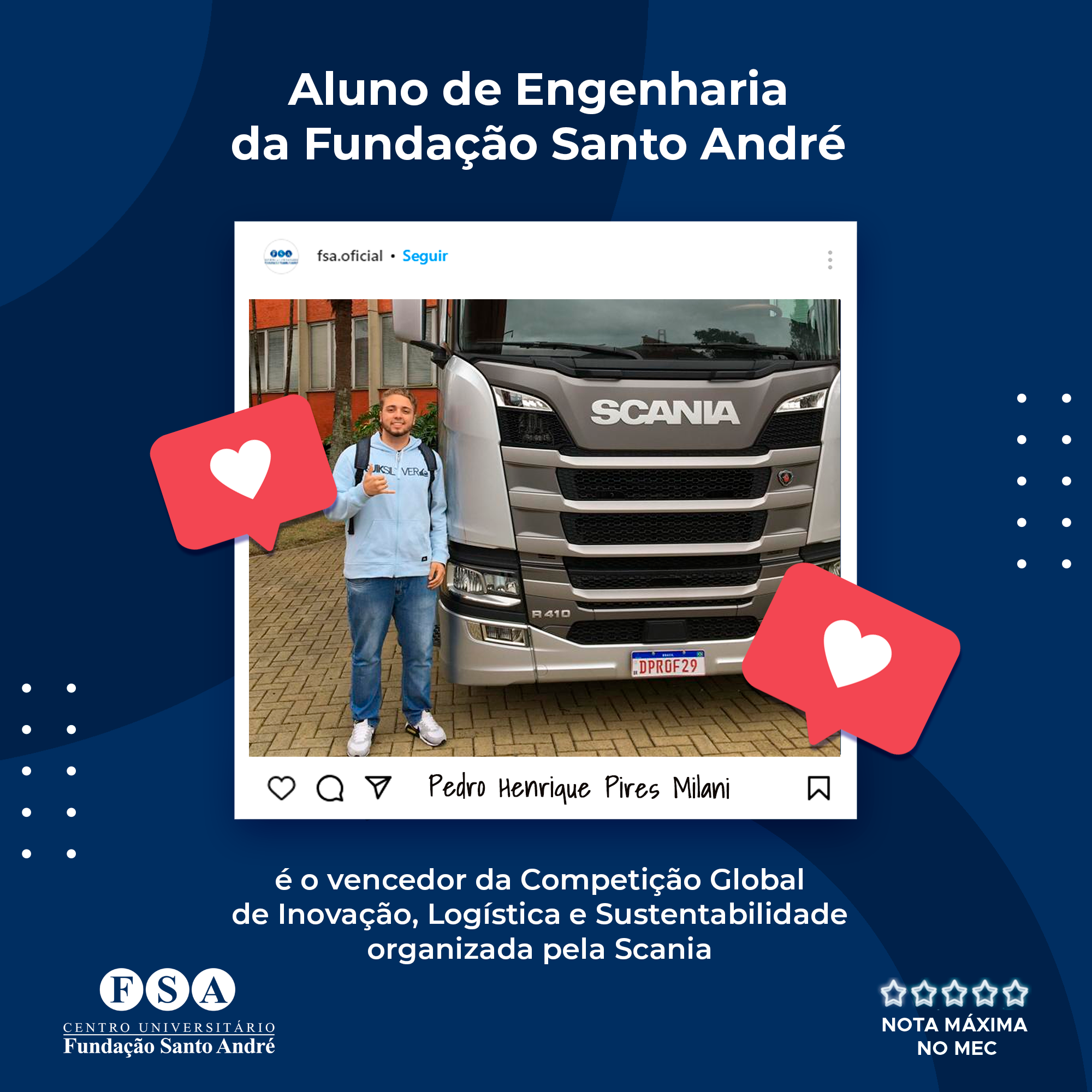 Você está visualizando atualmente <strong>Aluno da FSA vence Programa Inovathon da Scania e ganha viagem para Suécia</strong>