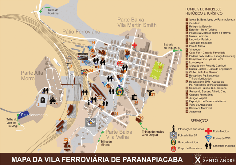 Confira o Mapa da Vila Ferroviária de Paranapiacaba